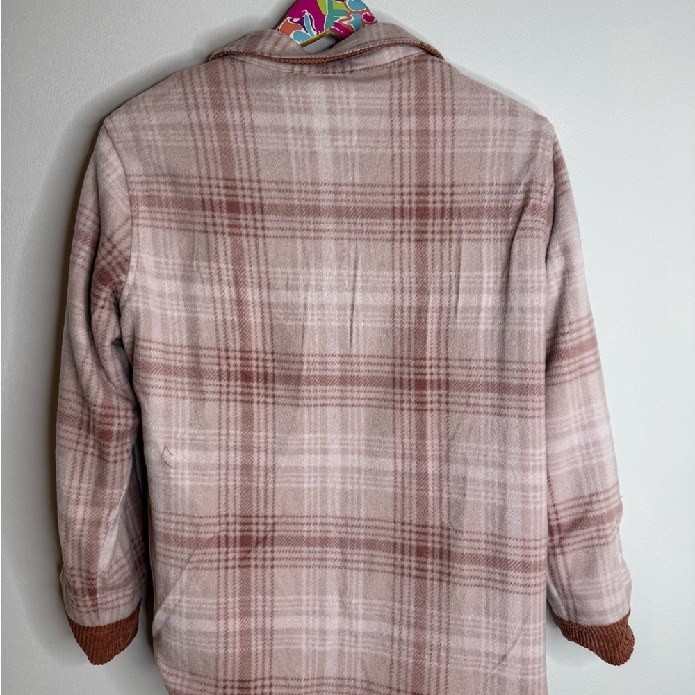 Love Tree | Reversible Corduroy Button-Up Jacket - Dark Orange, and Pink Plaid - Picture 13 of 14